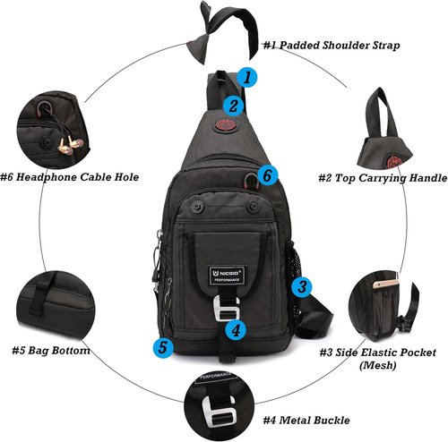 NICGID Sling Bag - Versatile Crossbody Backpack for Tablets & Laptops | Ideal for Outdoor Hiking