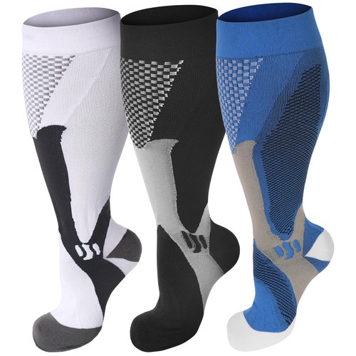 HYRIXDIRECT Compression Socks for Women Wide Calf 20-30 mmHg Plus Size Compression Stockings Knee High Socks for Men