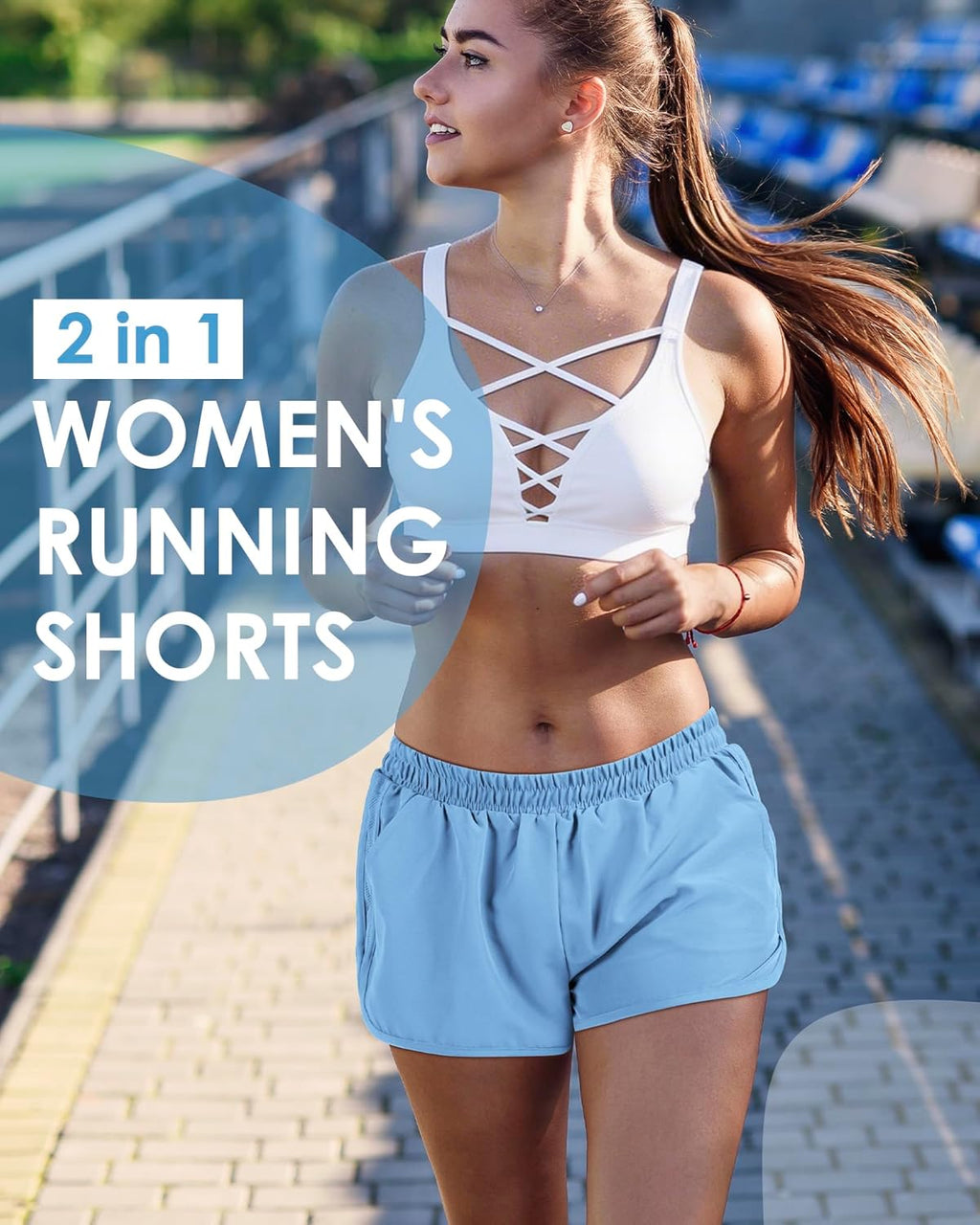 Skiennix Women's 2-in-1 Running Shorts - Quick-Dry Athletic Shorts with Pockets for Gym & Hiking