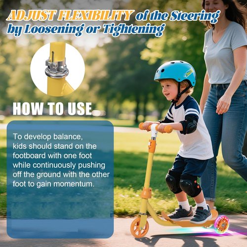 3 Wheel Scooter for Kids Ages 3-6, LED Light-Up Kids Kick Scooter–Adjustable Height, Durable Metal Construction, Anti-Slip Deck, Rubber Handles for Outdoor Activities,Child Safety Certified