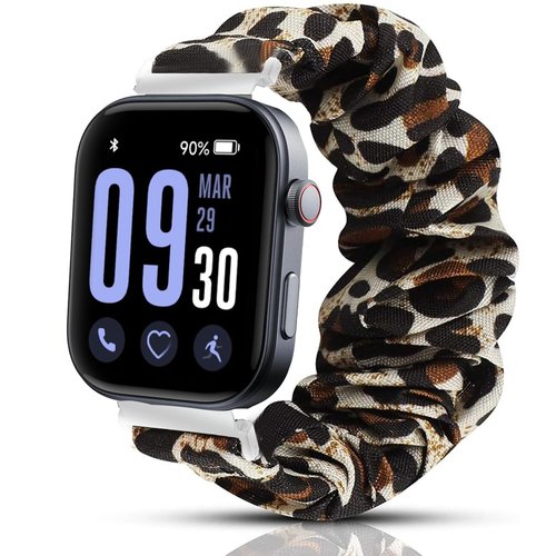 GTX13, GTX12 Smart Watches Band, Lamshaw 22mm Fabric Elastic Scrunchie Elastic Women Cute Replacement Straps Compatible for Fitpolo GTX12, ENOMIR GTX12, Tensky GTX12, uaue T60, QXQ T60, QCOQ T60 Smart Watches (for 22mm size band, Leopard print)