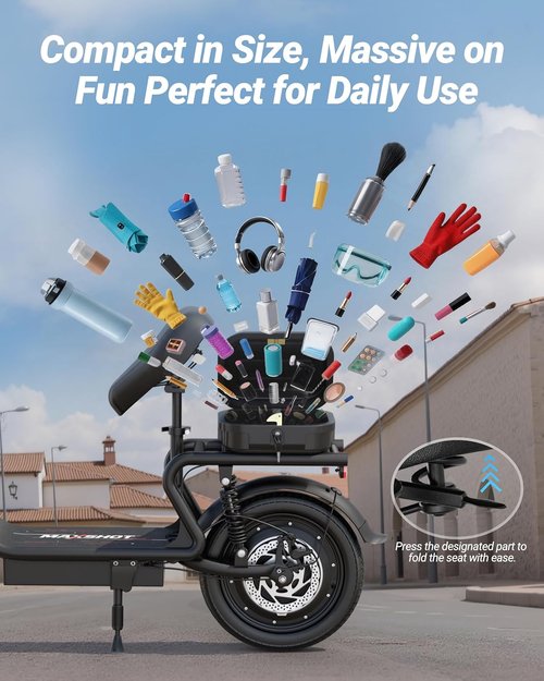 MAXSHOT Electric Scooter - High-Speed Folding E-Scooter with Dual Suspension | 350W Motor, 21-28 Miles Range, 8.5/10/14" Tires