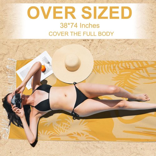Genovega Oversized Cotton Beach Towel - Lightweight Quick-Dry, Sandless Design | 72"x36", Dusk Color