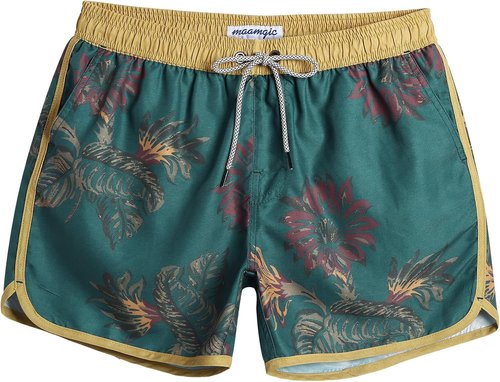 Maamgic Men's Vintage Swim Trunks - Quick-Dry 80s/90s Style Board Shorts with Mesh Lining