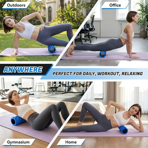 Foam Roller - High Density Deep Tissue Massager | 15-Inch Patented Design for Muscle Relief (Blue)