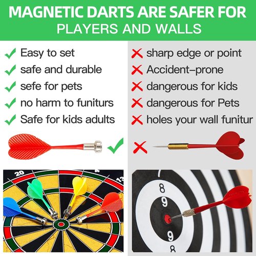 Moopok Magnetic Dart Board for Kids - 12 Magnetic Darts & Sticky Balls | Indoor/Outdoor Fun for Ages 3-12