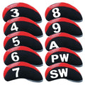 Golf Club Covers Set for Irons Neoprene Iron Head Cover Club Protector 10Pcs with/Without Top Window Accessories for Men Women (Red(with Top Window))