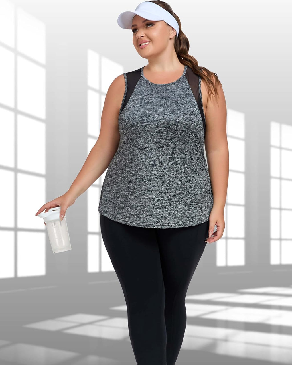 Skiennix Plus Size Workout Tank Tops - Mesh Sleeveless Athletic Tunics for Women | XL-5XL Loose Fit