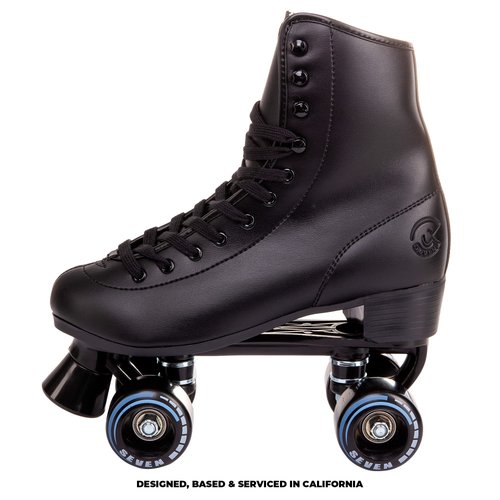 C SEVEN C7skates Quad Roller Skates | Retro Design (Black, Women's 11 / Men's 10)