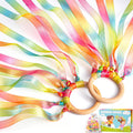 Skiennix Hand Kites - 2Pcs Colorful Dance Ribbons with Wood Ring for Gymnastics & Parties