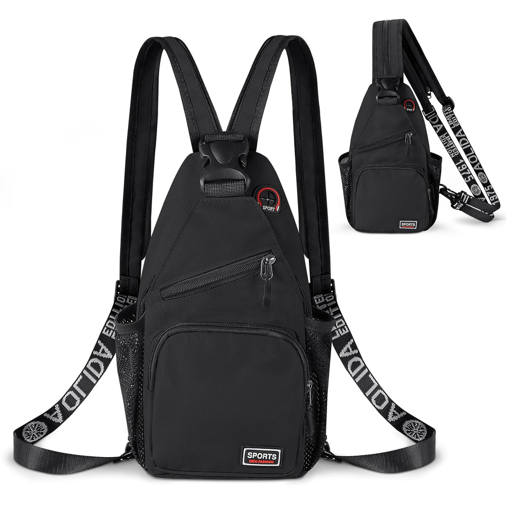 VALUEQLO Crossbody Backpack Convertible Sling Bag for Women Men with Adjustable Strap Small Casual Daypack for Hiking Traveling (Small, 11-Inch, Black)