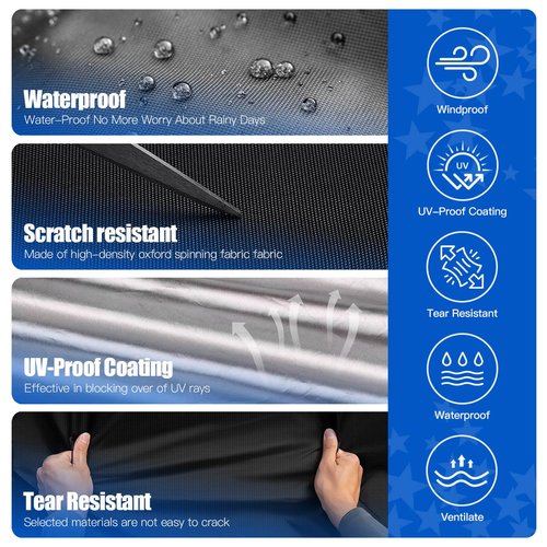 NOKINS Golf Cart Cover, 420D Waterproof Oxford Fabric Cover Fit for EZGO, Club Car Most Standard Golf Cart 2+2 Seater, Heavy-Duty Windproof Sunproof with Double Zipper Doors&Anti-Slip Straps, Black