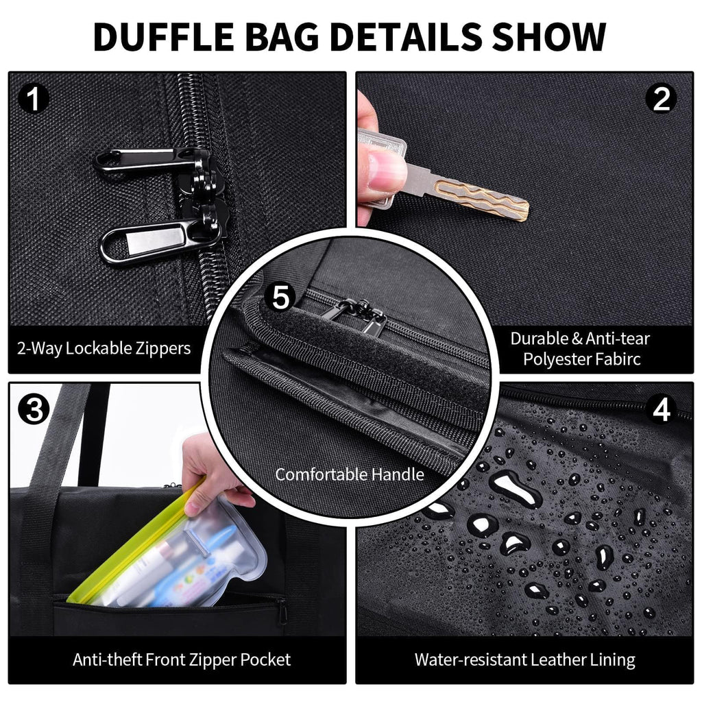 Urbanstand 48 Inch Travel Duffle Bag Extra Large Sport Equipment Duffel Bags with 2-way Lockable Zippers (Black)
