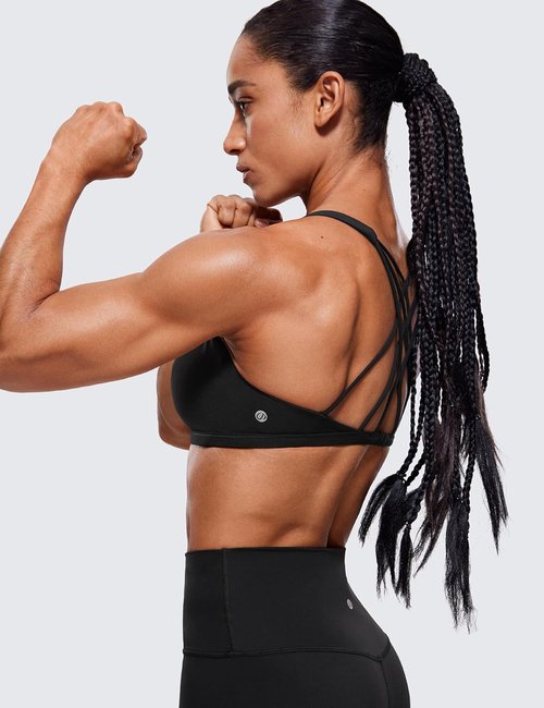 CRZ YOGA Criss Cross Sports Bra - Wireless Medium Support Cami for Yoga & Gym Workouts