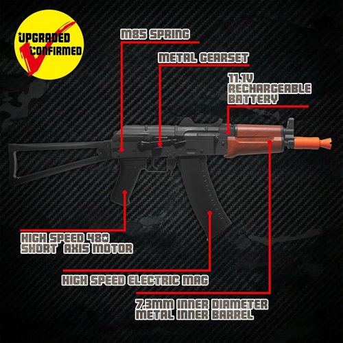 EMERBU Pro-Grade Gel Splatter Ball Blaster AKS74U - Upgraded Metal & Nylon Body | High Power 11.1V Motor for Ages 15+