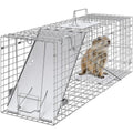 VEVOR Live Animal Cage Trap, 31" x 10" x 12" Humane Cat Trap Galvanized Iron, Folding Animal Trap with Handle for Rabbits, Stray Cats, Squirrels, Raccoons, Groundhogs and Opossums