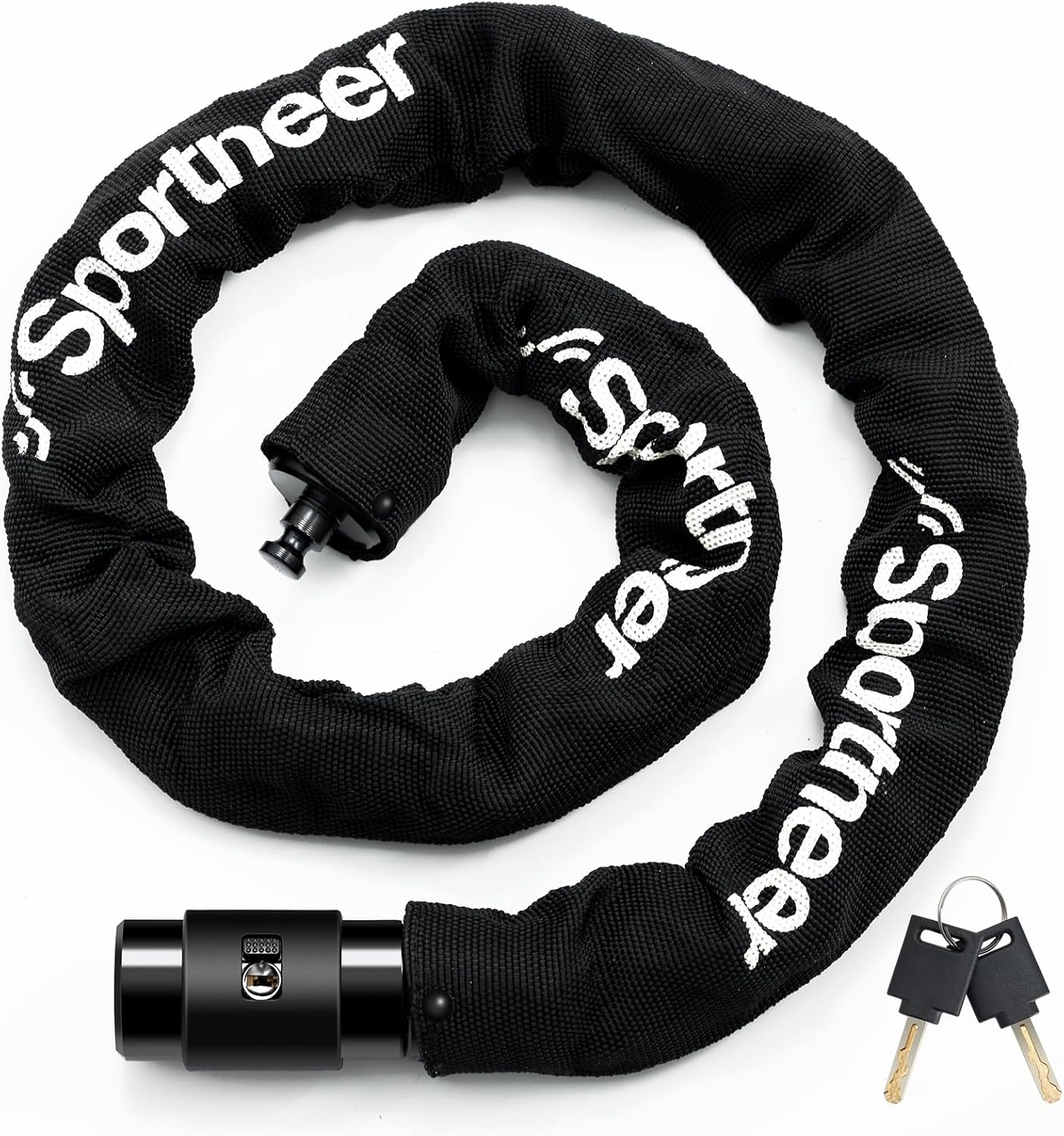 Sportneer Bike Lock - 8mm Thick High-Security Anti-Theft Chain Lock | 3.2/4ft Heavy-Duty with 2 Keys