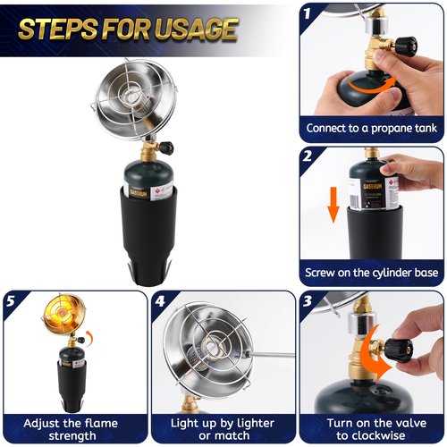 GasBRUH Golf Cart Heater with Cup Holder-Control Valve,Portable 6200BTU Outdoor Propane Heater with Windproof USB Lighter, Fits Most Golf Cart EZGO, Yamaha & Club Car (Fuel Not Included)