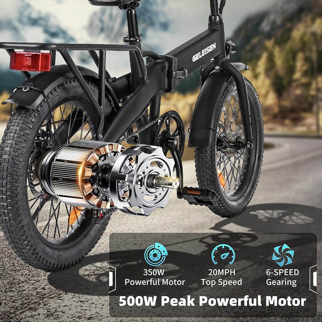 Skiennix Folding Electric Bike - 20" Fat Tire Ebike with 374.4Wh Battery & LCD Display | 20MPH Speed, 6 Gears