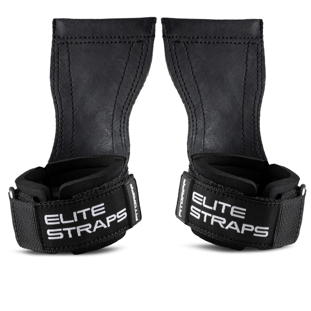 Fitgriff® Elite Straps - Lifting Wrist Straps (Rubber Grips) for Weightlifting, Gym, Workout, Deadlift - Anti-Slip Revolution for Men and Women (Black, XL)
