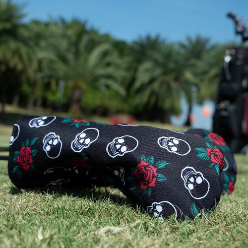Barudan Golf Club Covers, 3pcs Golf Club Head Covers for Driver, Woods and Hybrids, Rose and Skeleton Driver Fairway Rescue Headcovers Set, Designed to Fit All Brand Golf Clubs
