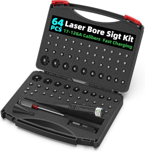 Bore Sight Laser, Professional USB Rechargeable Laser Bore Sight Kit with 64 Adapters, Fit 0.17 to 12GA Calibers, Multiple Caliber Laser Bore Sighter Powerful Support for All Gun