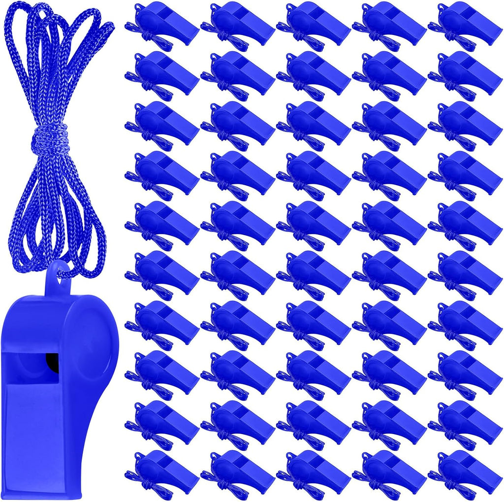 Zuazaor Plastic Whistles - 50 Pack Loud Crisp Sound with Lanyard | Perfect for Referees & Outdoor Events