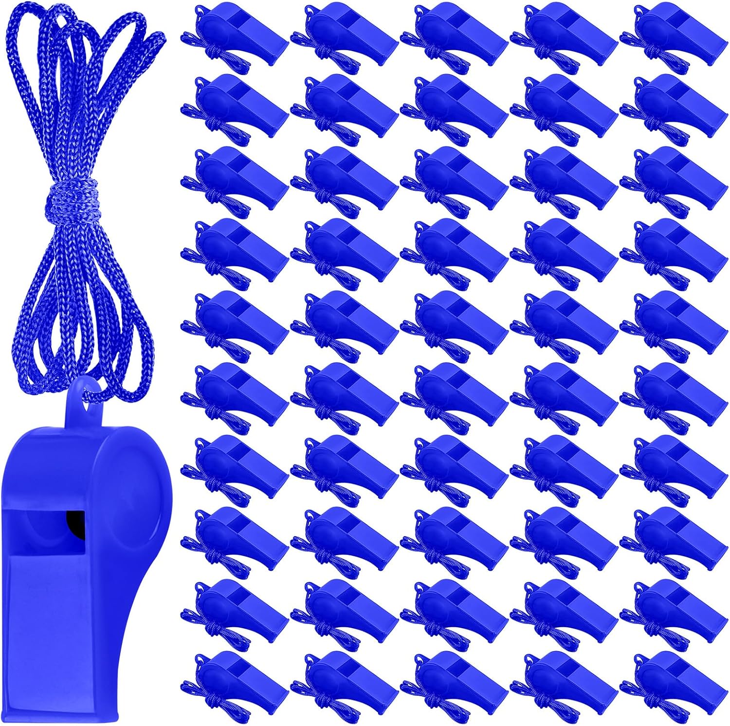 Zuazaor Plastic Whistles - 50 Pack Loud Crisp Sound with Lanyard | Perfect for Referees & Outdoor Events