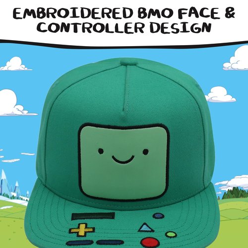 Adventure Time BMO Baseball Cap, Adult Flat Brim Snapback Hat, Adjustable, Turquoise, One Size