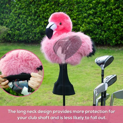 mytag Funny Golf Club Head Covers, Flamingo Animal Plush Driver Headcover, Golf Headcover Fits Standard 460cc Driver Head