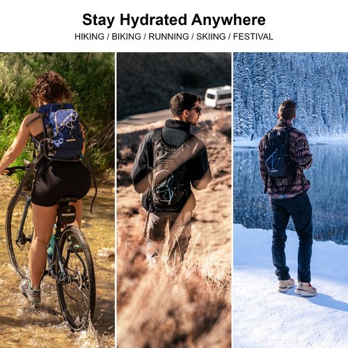 EVERFUN Insulated Hydration Water Backpack 18L with 2L Bladder Rain Cover, Hydro Pack Bag Daypack with Storage for Women Men Hiking, Cycling, Skiing, Running, Festivals