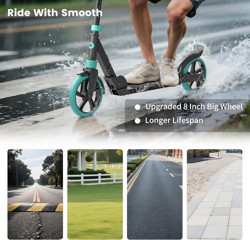 Kick Scooter for Kids & Adults - CPSC Certified Foldable Lightweight Design | 8-Inch Wheels, 240 LBS Max Load