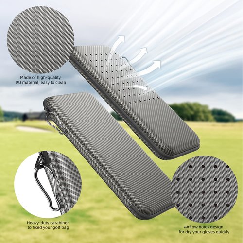 ACCTOLF Golf Glove Case, Golf Glove Case with Two Gloves Holder for Golf Bag Accessories, Golf Storage Organizer for Tees, Divot Tool, Ball Markers for Men and Women Golfer