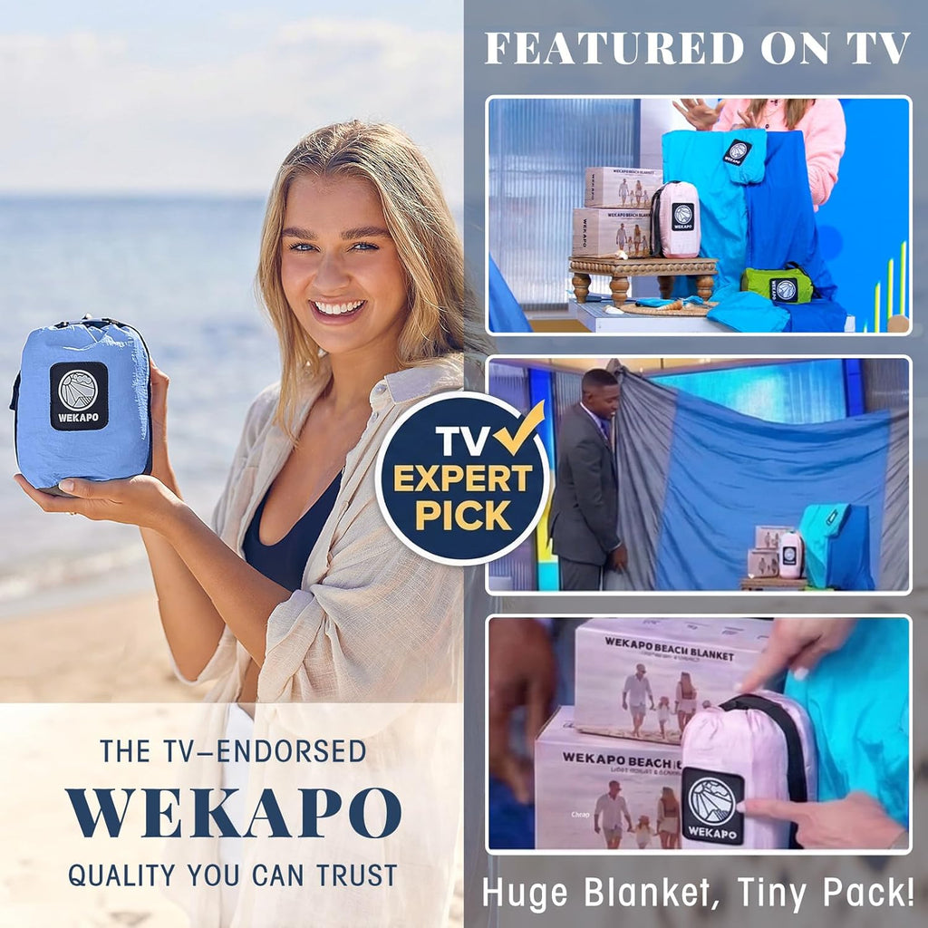 WEKAPO Beach Blanket - Extra Large Sandproof & Waterproof Mat | Quick Drying for Vacation, Picnic & Camping