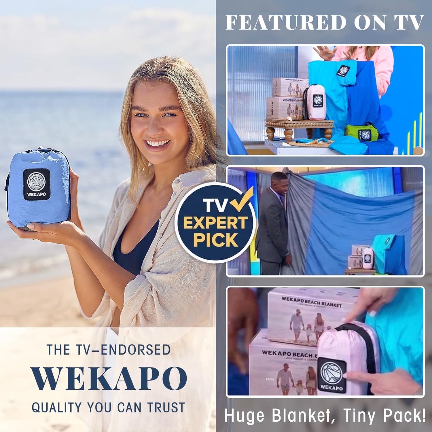 WEKAPO Beach Blanket - Extra Large Sandproof & Waterproof Mat | Quick Drying for Vacation, Picnic & Camping