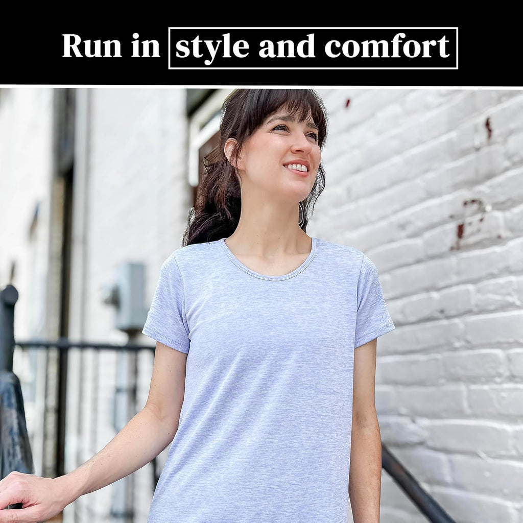 Skiennix Women's Dry-Fit Crewneck T-Shirts - Moisture-Wicking Activewear for Yoga & Gym | 5 Pack