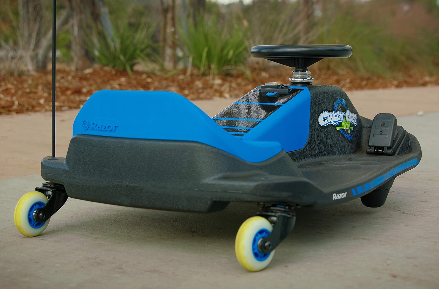 Razor Crazy Cart Shift Electric Go Kart for Kids 6+ | 12V Drifting System, High/Low Speed, Black/Blue
