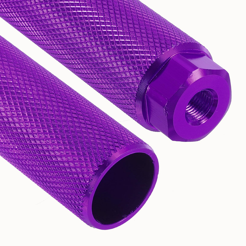 PATIKIL Aluminum Alloy Bike Pegs Fit 3/8 inch Axles, 4 Pack Anti-Skid Lead Foot Bicycle Pegs Back Seat Stands for BMX Mountain Bike Cycling Rear Stunt Pegs, Purple