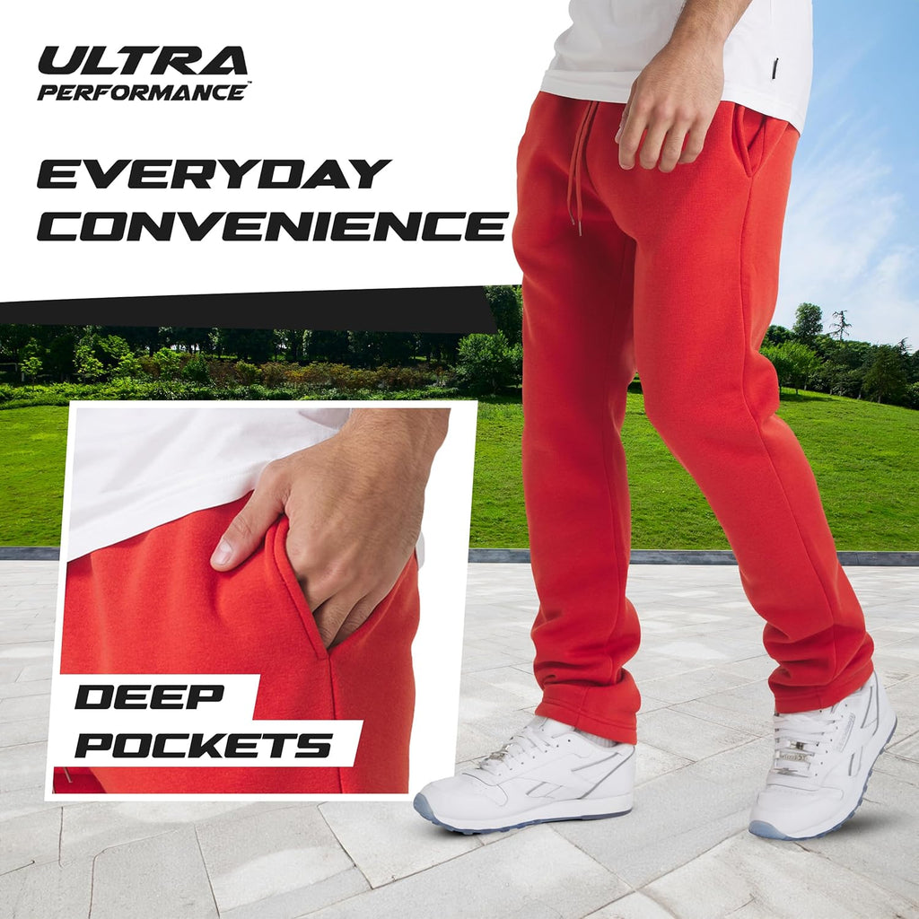 Skiennix Ultra Performance Men's Fleece Sweatpants - Wide Leg, Open Bottom, 3 Pack with Pockets