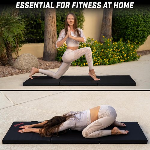 GoSports Tri-Fold Exercise Fitness Mat - 2 Inch Thick, 6 ft x 2 ft - Ideal for Workouts, Yoga, Stretching