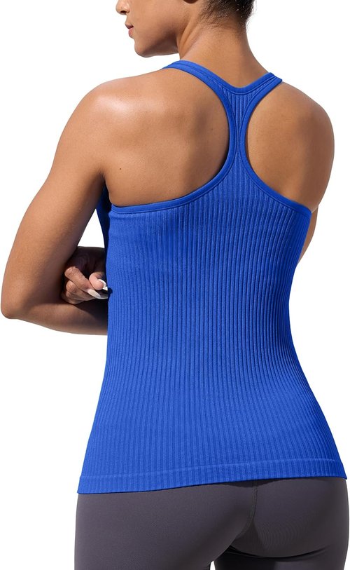 MathCat Workout Tank Tops - Seamless V-Neck Design with Built-In Bra for Fitness & Yoga