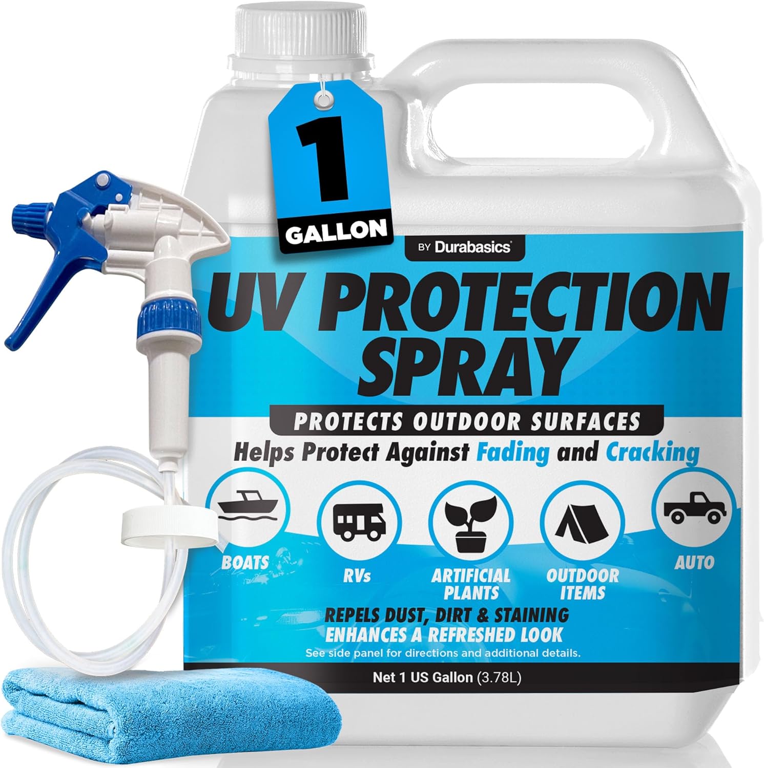 UV Protection Spray - Non-Greasy Matte Finish for Outdoor Surfaces | Reduces Fading, Cracking & Stains - Includes Sprayer & Towel