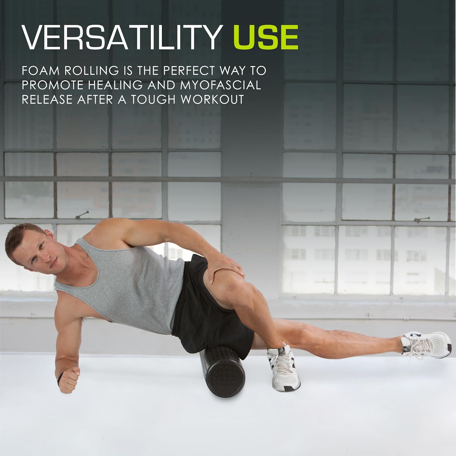 ProsourceFit High Density Foam Roller - 12-Inch Firm Massage Tool for Back Stretching & Muscle Recovery | Black