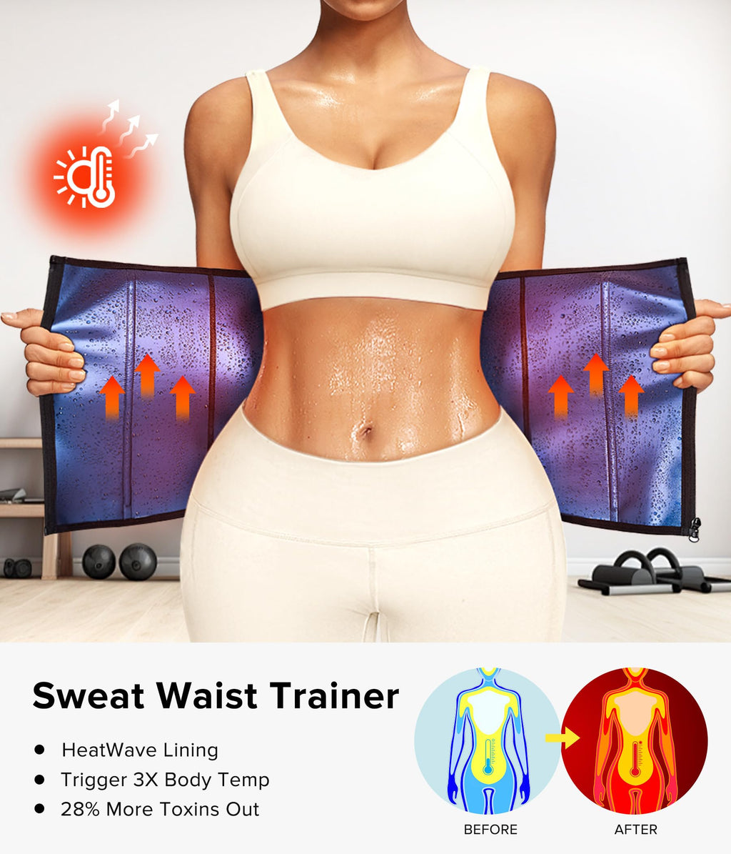 Junlan Sweat Waist Trainer for Women - Sauna Waist Trimmer for Working Out(Blue,X-Large)