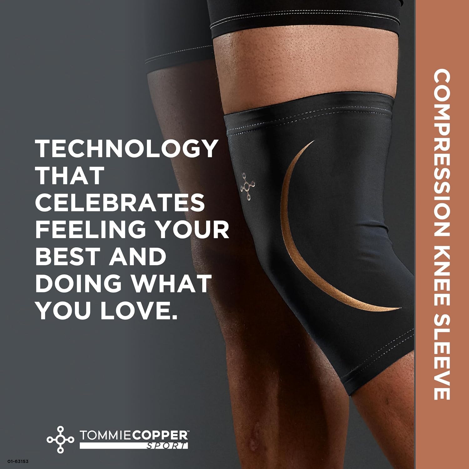 Tommie Copper Knee Compression Sleeve - 15-20 mmHg Support | 4D Stretch, Non-Slip Fit, Anti-Odor Fabric