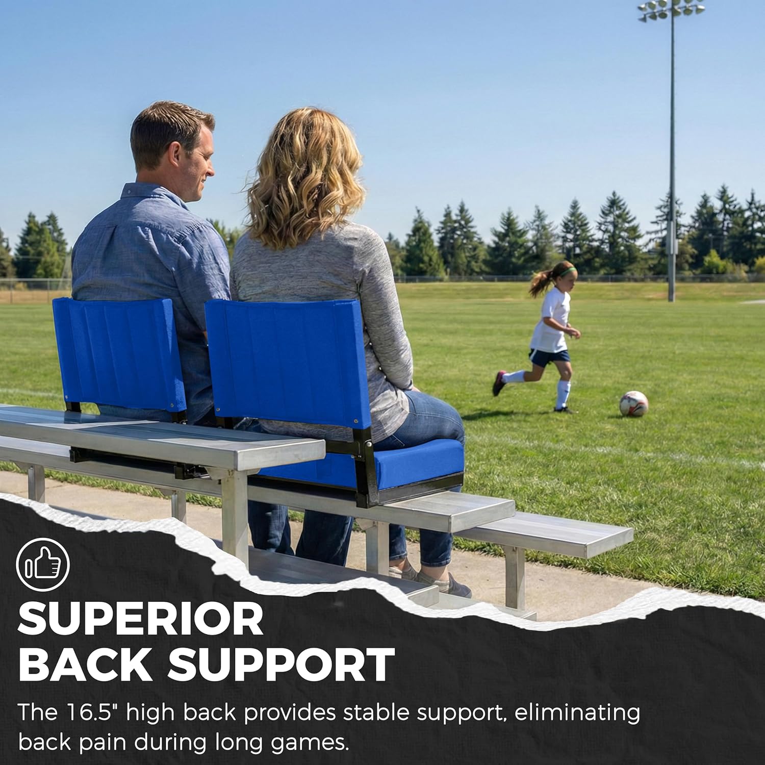 Sport Beats Stadium Seats - Padded Bleacher Chairs with Back Support & Shoulder Strap - Comfortable Seating