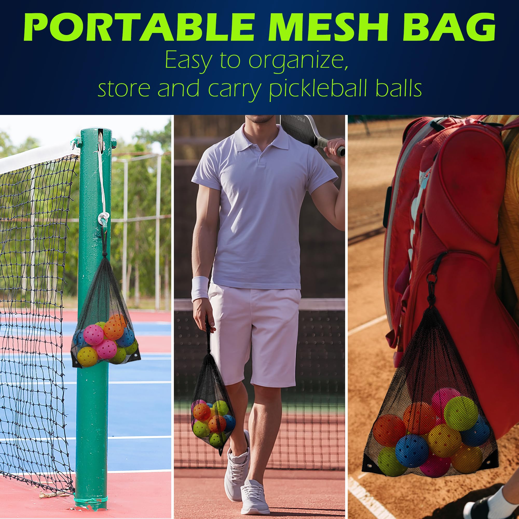 Sukeen Outdoor Pickleball Balls 40 Holes, High Bounce True Flight Pickleball Ball, High Visibility Outdoor Pickleballs, High Elasticity Pickle Balls with Mesh Bag, 20 Pack Blue