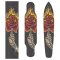 HUSSRITY Skeleton Hand Burning Rose Grip Tape - 9" x 33" Bubble Free Longboard Grip Tape Sheet - Easy Apply for Skateboards & Scooters
