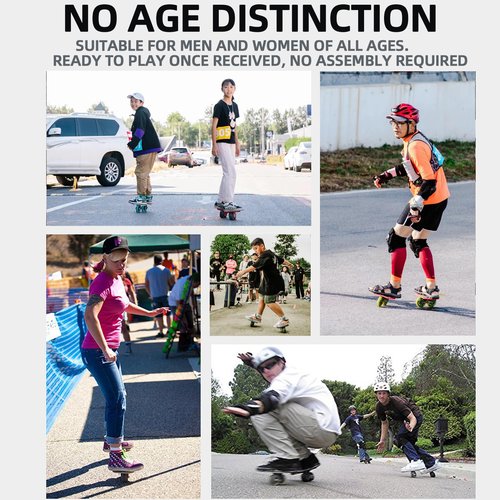 FreeSkates Portable Roller Road Drift Skates Plate, with Aluminum Alloy Deck Non-Slip, Board Split Skateboard with PU Wheels High-end Bearings(Black)