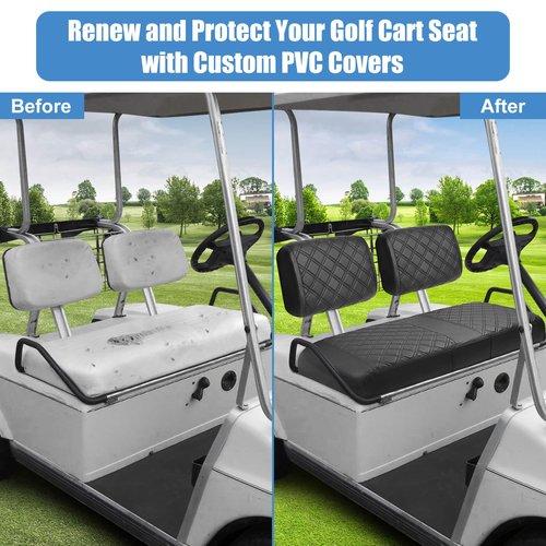 Club Car DS Pre-2000 Seat Cover, Golf Cart Front Seat Cover Fit For Club Car DS 1982-2000 OEM Ordinary Seat Cushion, Concave and Convex Design Appearance, Thick Vinyl Leather Comfortable/Breathable